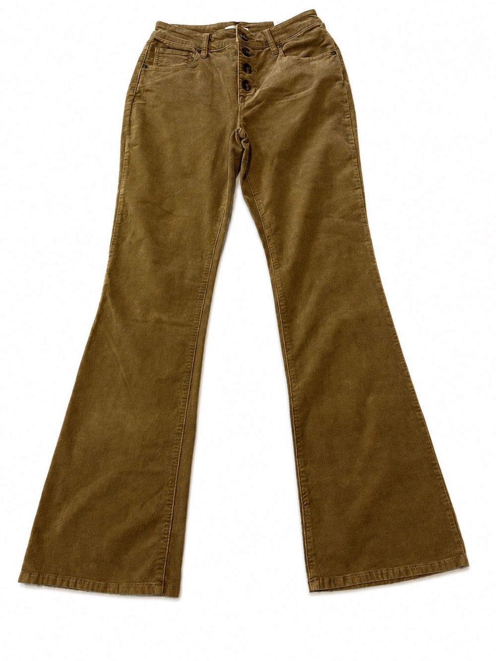 Maurices Women’s 6 Long Brown Corduroy High Rise Button Fly Flare Pants NWT